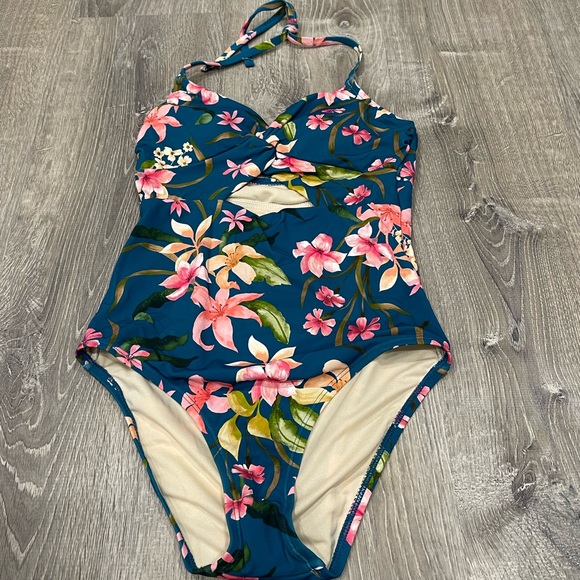 Kona Sol Other - Kona Sol Small Teale Swimsuit Floral Swim Small C13